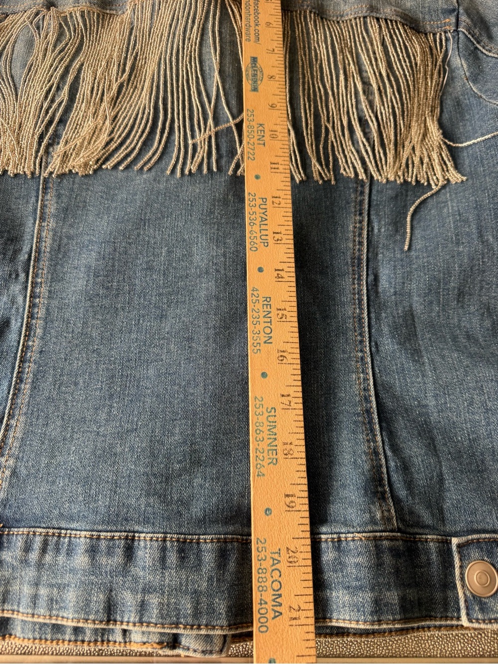 ✨ GORGEOUS Western Glam Rhinestone Fringe Denim Jacket ✨ L - Picture 13 of 15